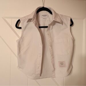 White Structured Oxford Button Down Shirt Anchor Detail Approx. Small